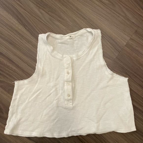 Aerie Sunspun Waffle Cropped Tank Top white size M - Picture 4 of 5